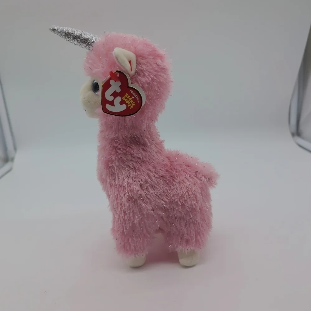 Ty Lana The Llamacorn Pink and White Unicorn Llama Plush Beanie Baby